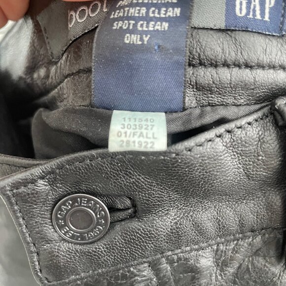 2001 Vintage Y2k Gap Black Genuine Leather Boot Cut Low Rise Pants Size 1 - Picture 6 of 11